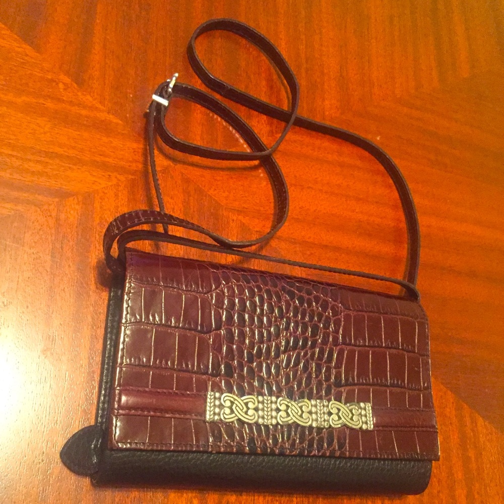 Vintage BRIGHTON LEATHER Wallet Clutch Crossbody